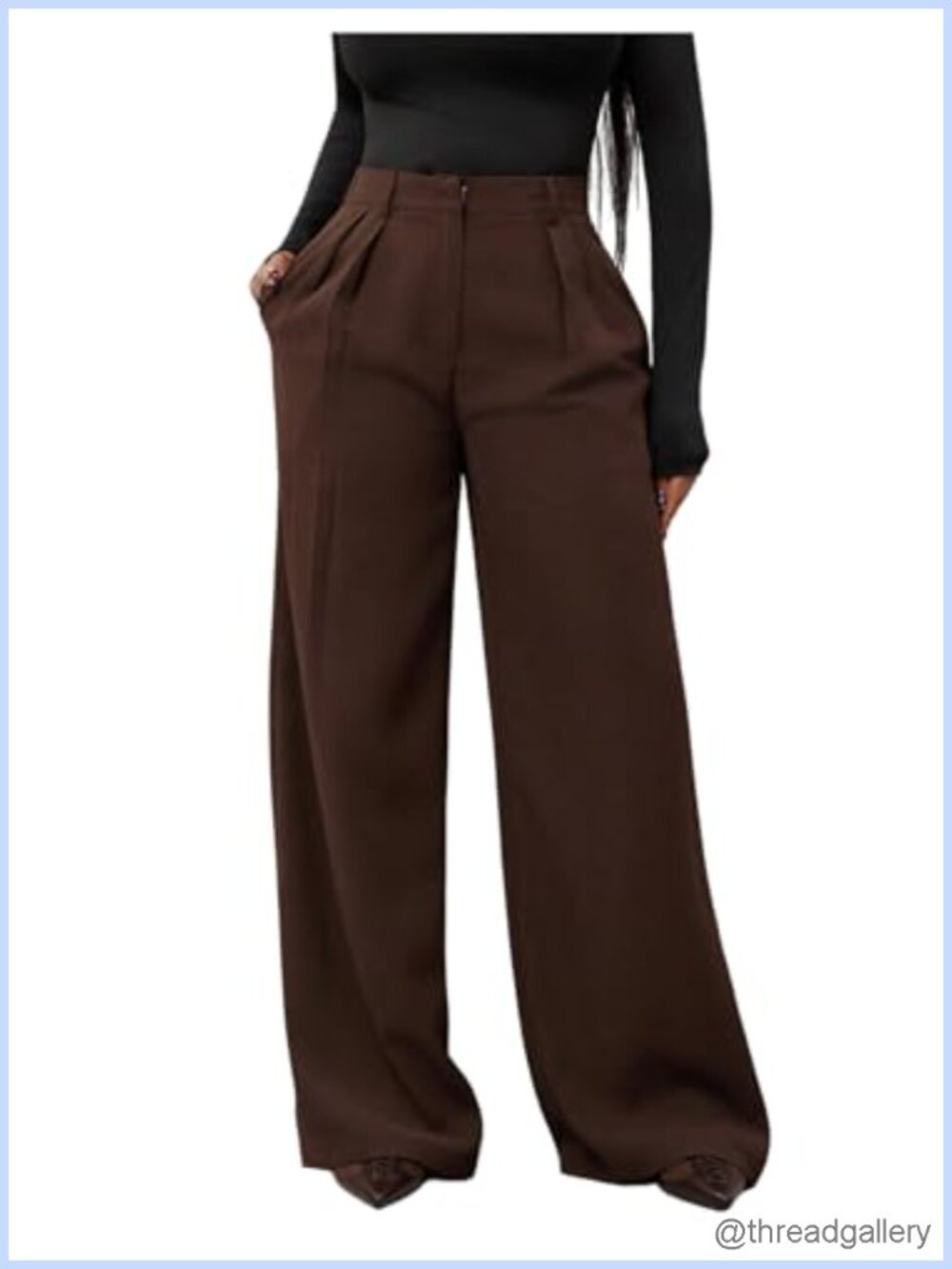 Wide Leg Pleated Front Business Casual Trousers